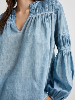 Rails Women’s Boho Faded Blue 100% Cotton Vintage-Style Marli Top Size Large